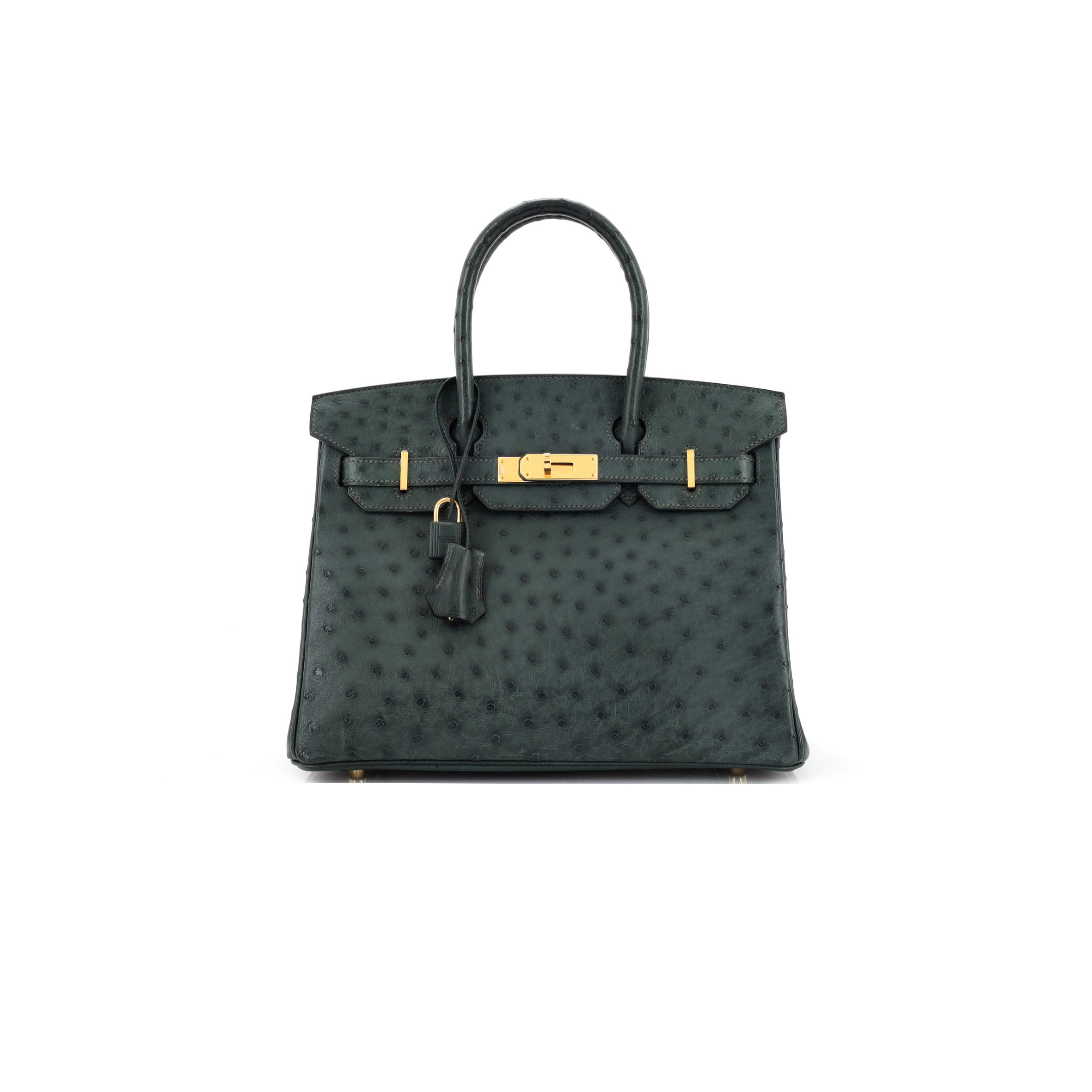 H**mes master birkin 25 ostrich olive gold buckle h041944ck79 (25*20*13cm)